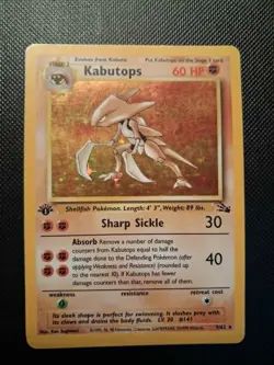 Pokemon 1st Edition Kabutops 9/62 Fossil Card. Rough Condition - Image 1