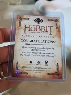 2015 Cryptozoic Hobbit Desolation Of Smaug STEPHEN FRY as MASTER LAKE TOWN Auto - Image 2