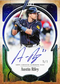 2026 Topps Tier One Holo Platinum Blue Austin Riley Auto 1/1 ONE OF ONE - Image 1