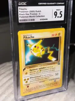 CGC 9.5 Mint+ Dutch Pikachu 4 Movie Promo 2000 Pokemon World Collection Card - Image 1