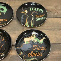 Disney Villains Halloween Plates 6" Snack Appetizer Plates Round Set of 4 - Image 3