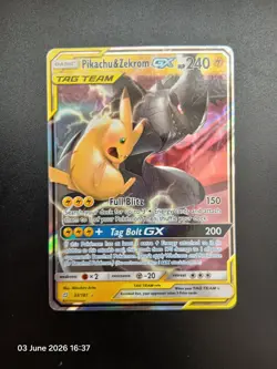 Pokemon Pikachu & Zekrom GX 33/181 SM-Team Up Ultra Rare Holo Tag Team GX NM - Image 1