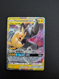 HOT Pokemon Pikachu & Zekrom GX 33/181 SM-Team Up Ultra Rare Holo Tag Team GX NM - Image 1