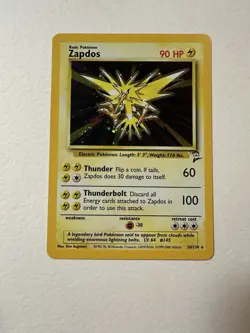 Zapdos 20/130 Base Set 2 Unlimited Rare Holo Pokemon Card WOTC 2000 LP - Image 1