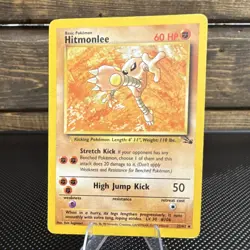 Pokemon Hitmonlee Fossil Holo Rare 7/62 60 HP Basic Card 1999 English - Image 1
