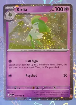 Kirlia 059/132 Cosmos Holo Pokemon Card NM + Swirls! - Image 1