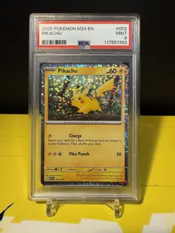 PSA 9 PIKACHU Holofoil Pokemon PROMO M24 EN McDonald's 2025 002/015 MINT - Image 1