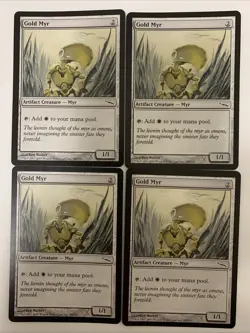 MTG NM Gold Myr X 4 Mirrodin Free Shipping In The US With Tracking - Image 1