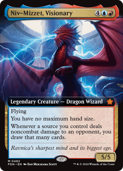 x1 Niv-Mizzet, Visionary BORDERLESS FULL ART FDN Foundations MTG 482 M/NM 1x - Image 1