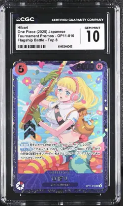 One Piece Hibari OP11-010 Tournament Promo Flagship Battle Top 8 CGC GEM MINT 10 - Image 1