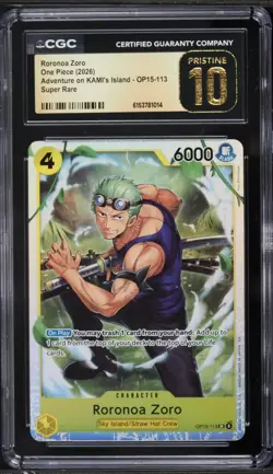 Roronoa Zoro OP15-113 CGC 10 Pristine ENGLISH One Piece SR Kami's Island SR - Image 1