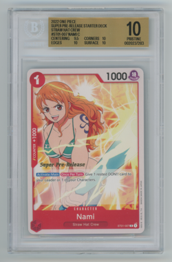 2022 ONE PIECE SUPER PRE RELEASE ST01-007 NAMI BECKETT BGS 10 GEM MINT - Image 1