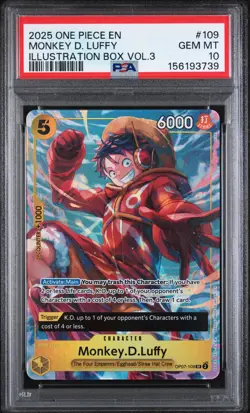 2025 ONE PIECE PROMOS ILLUSTRATION BOX VOL.3 #109 MONKEY D. LUFFY PSA 10 - Image 1