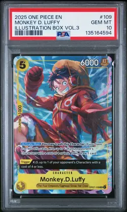Monkey D. Luffy PSA 10 English One Piece OP07-109 Illustration Box Vol. 3 2025 - Image 1