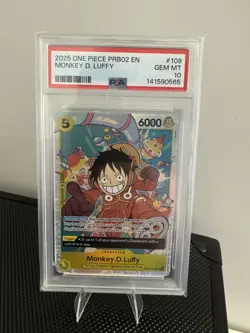 Monkey D. Luffy PSA 10 English One Piece Card PRB02 109 2025 Premium Booster - Image 1