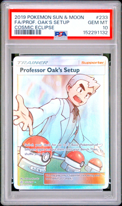 2019 Pokemon Cosmic Eclipse Professor Oak's Setup Full Art Trainer #233 PSA 10! - Image 1