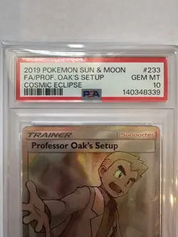 2019 POKEMON SUN & MOON COSMIC ECLIPSE FULL ART/PROFESSOR OAK'S SETUP PSA 10 - Image 2
