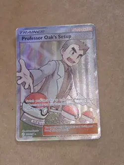 Pokemon Professor Oak's Setup Full Art Holo Sm Cosmic Eclipse 233/236 MISCUT - Image 1