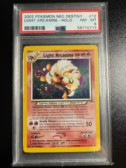2002 POKEMON NEO DESTINY #12 LIGHT ARCANINE-HOLO PSA 8 Swirl 🚨 - Image 1