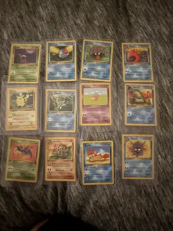 Pokemon Vintage 12 Card Mixed Lot Base Set Jungle Fossil 1st ED + Pikachu! - Image 1