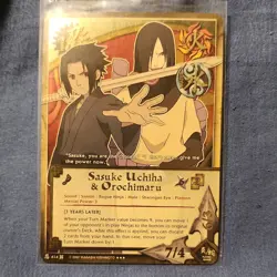 Naruto CCG Sasuke Uchiha & Orochimaru Ninja Bandai 414 2002 English Card - Image 1