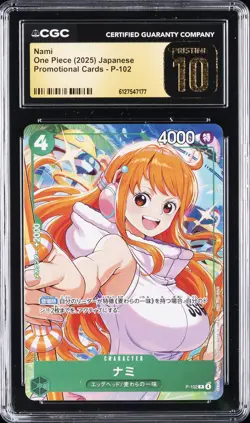2025 ONE PIECE JAPANESE PROMO CARDS #P-102 NAMI CGC 10 PRISTINE - Image 1