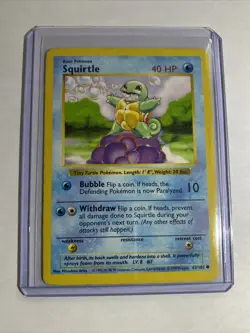Rare Base Set Shadowless Squirtle 63/102 Near Mint / LP Pokemon Card - Image 1
