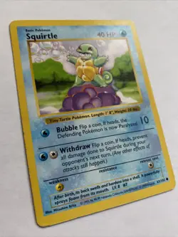 Rare Base Set Shadowless Squirtle 63/102 Near Mint / LP Pokemon Card - Image 3