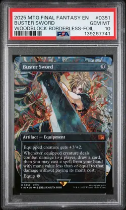 MTG Final Fantasy Buster Sword Borderless 0351 Foil PSA 10 GEM MT - Image 1