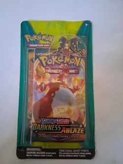 💫 2020 Pokemon Sun & Moon Darkness Ablaze Blister Pack 2 Boosters + Pin - Image 1