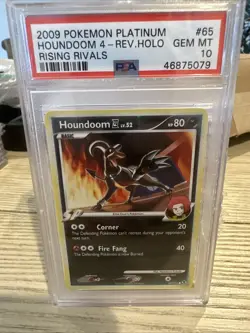 2009 Pokemon TCG Platinum HOUNDOOM 4 Reverse Holo Rare Rising Rivals Psa 10 - Image 1