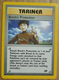 Brock's Protection 101/132 Rare Non-Holo Gym Challenge Pokemon Trainer NM - Image 1