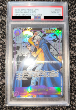 One Piece Card Game PSA 10 Trafalgar Law Comic Manga SR Parallel OP05-069Japan - Image 1