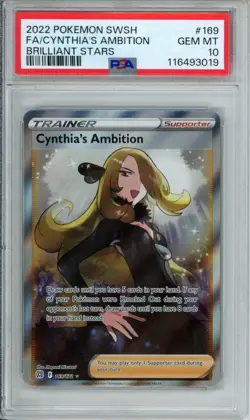 Pokemon SWSH: Cynthia's Ambition #169 FA - 2022 Brilliant Stars 169/172 PSA 10 - Image 1