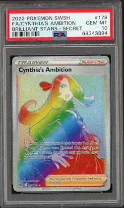 2022 Pokemon Brilliant Stars #178 Cynthia’s Ambition Full Art Secret Rare PSA 10 - Image 1