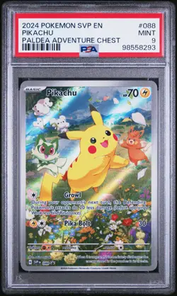 Pikachu 2024 Pokemon SVP Black Star Promo Paldea Adventure Chest #088 PSA 9 - Image 1