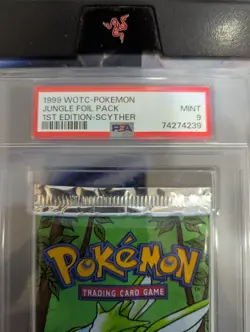 1999 WOTC Pokemon Jungle 1st Edition Scyther Art MINT PSA 9 Graded Booster Pack - Image 4
