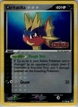 Carvanha 47/108 Reverse Holo Stamp Power Keepers - Pokemon Card - NM - Image 1