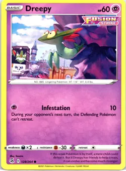 Pokemon TCG Fusion Strike - Dreepy 128/264 - Common English Card Non-Holo NM - Image 1