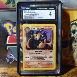 Dark Charizard 21/82 CGC 4 Obstruction Error Black Ink Smear Pokemon Card Graded - Image 1