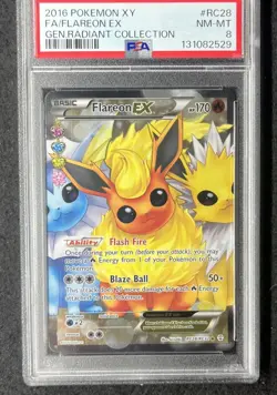 2016 Pokemon XY Generations Radiant Collection Flareon Ex RC28/RC32 PSA 8 NM-MT - Image 1