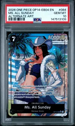 Ms. All Sunday (Alternate Art) OP14-084 The Azure Sea's Seven Foil PSA 10 - Image 1