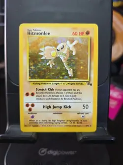 Pokemon TCG Hitmonlee Fossil Holo Card 7/62 Unlimited Rare, MP Sku938 - Image 1
