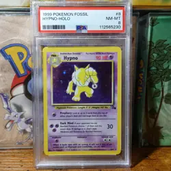 Hypno 8/62 PSA 8 Fossil Set Holo Additional White Ink Error Pokemon Card Graded - Image 1