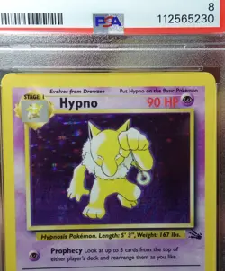 Hypno 8/62 PSA 8 Fossil Set Holo Additional White Ink Error Pokemon Card Graded - Image 3