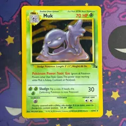 Pokemon TCG Muk 13/62 Fossil Holo Rare Card WOTC Clean LP/mp VINTAGE - Image 1