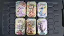 Pokemon Scarlet & Violet Prismatic Evolutions Mini Tins x 6 Artworks - Image 1