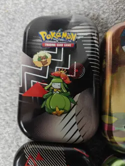 8 Assorted Empty Pokemon Mini Tins No Cards Some Coins and Stickers No Cards - Image 2