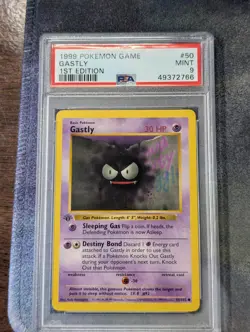 Pokemon 1999 Gastly Base Set 1st Edition Shadowless PSA 9 MINT - Image 1