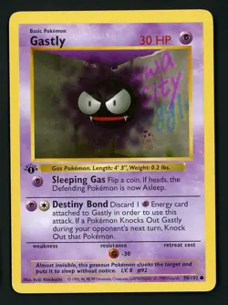 Gastly MP 50/102 - 1st Edition Base Set Shadowless - Pokemon 1999 (A) - Image 1